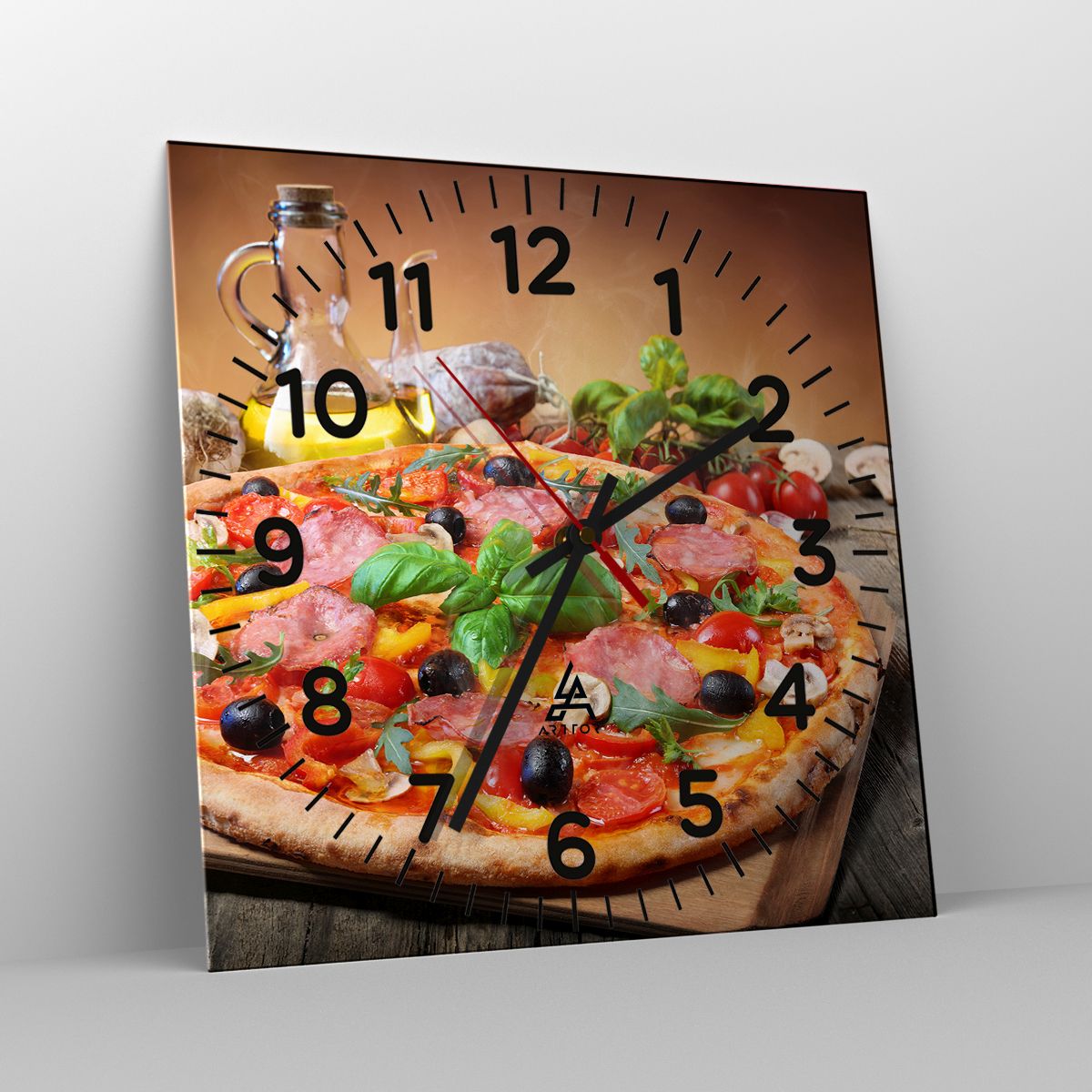 Orologio da parete Arttor - Con gusto veramente italiano - Quadrante con  numeri, Forma: Quadrato - 30x30 cm - Gastronomia, Pizza, Italia