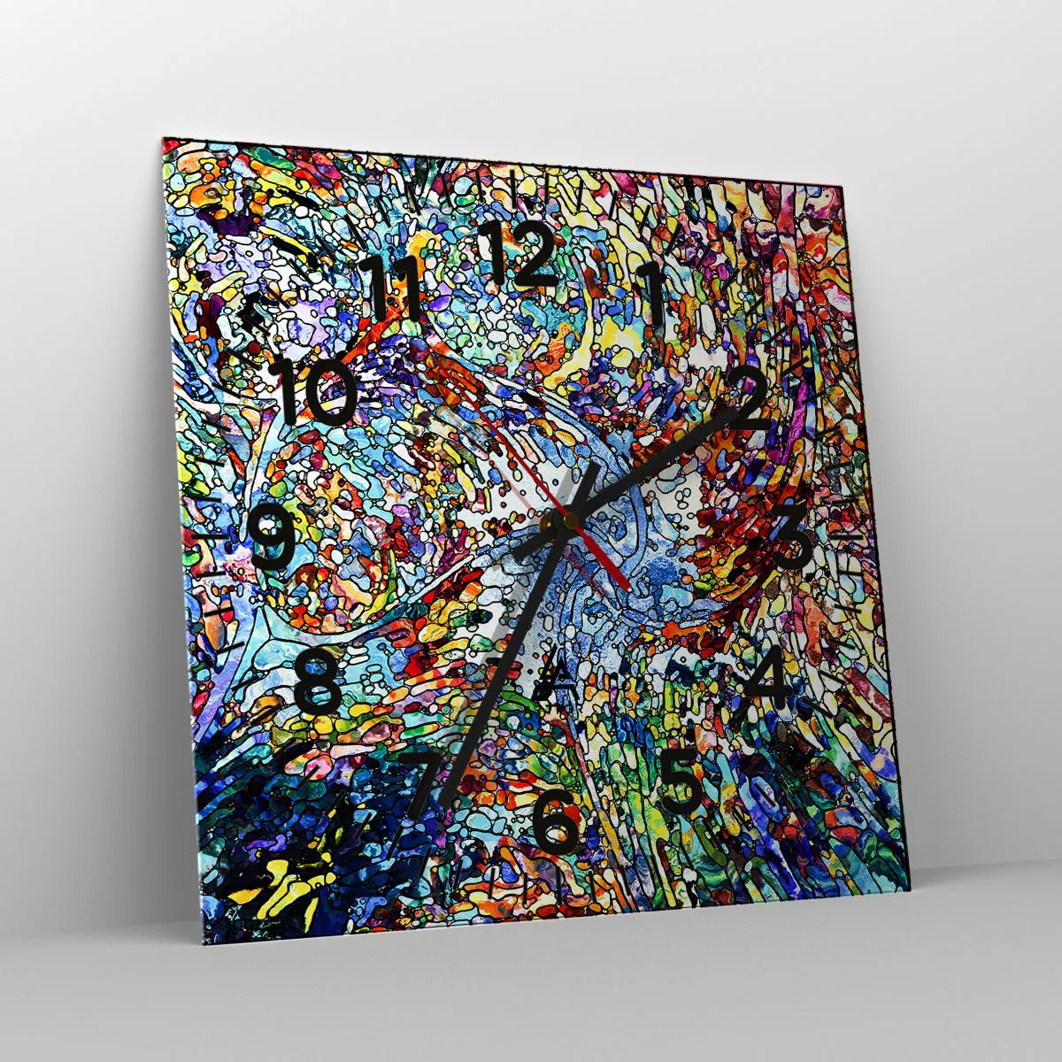 Wanduhr - Glasuhr - Glasmalerei Wassertropfen - 30x30 cm