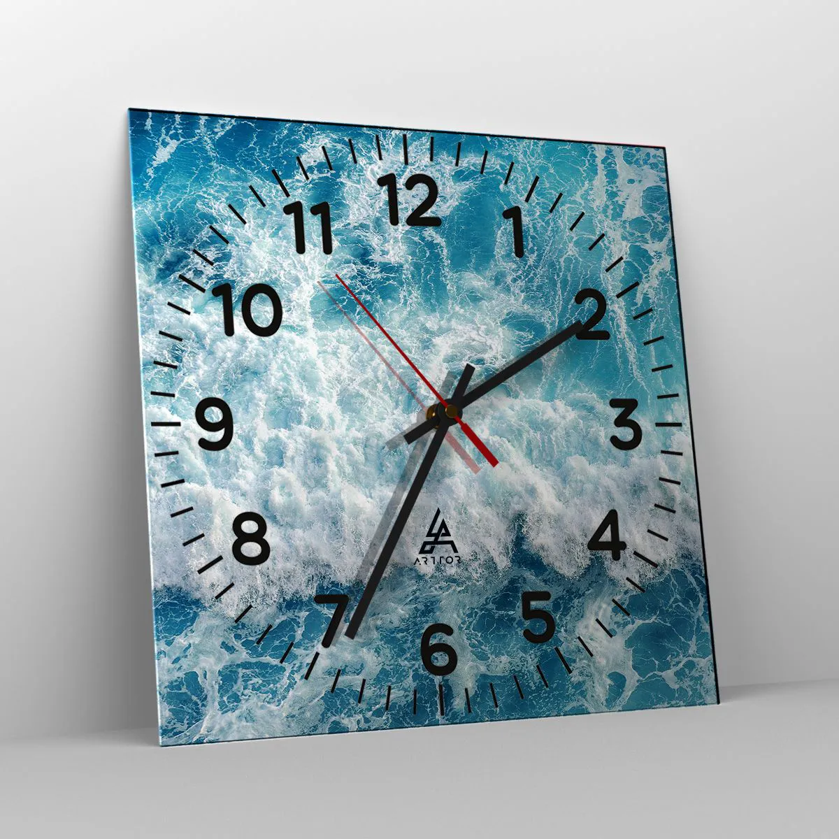 Wanduhr - Glasuhr - Freudig und springend - 30x30 cm