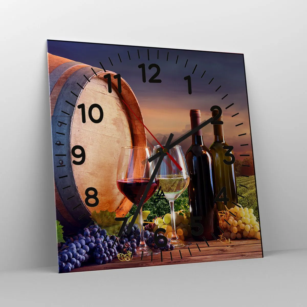 Wall clock - Clock on glass - Here Life Is Full of Flavour - 30x30 cm
