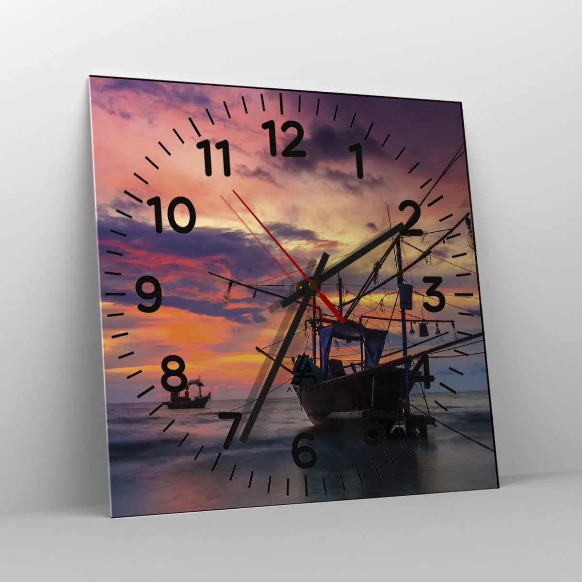 Wall clock - Clock on glass - Exotic Evening - 30x30 cm