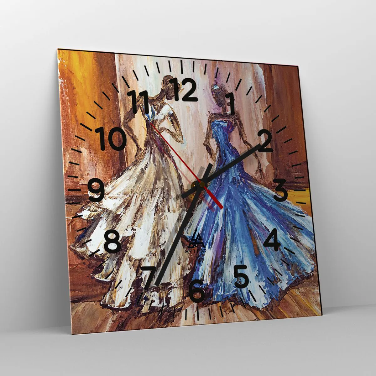 Ceas de perete - Ceas pe sticlă - Duetul fermecător - 30x30 cm