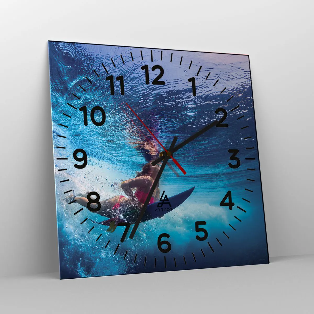 Ceas de perete - Ceas pe sticlă - Profunzimea bucuriei - 30x30 cm