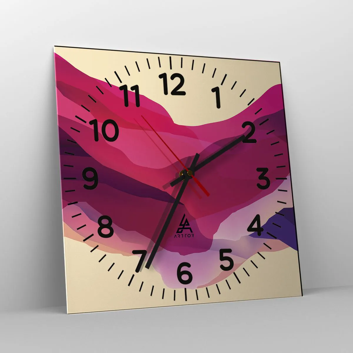 Relógio de parede - Relógio em vidro - Ondas de roxo - 30x30 cm
