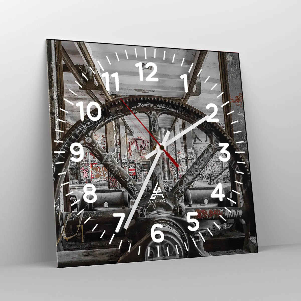 Ceas de perete - Ceas pe sticlă - Viața secretă a unei fabrici - 30x30 cm