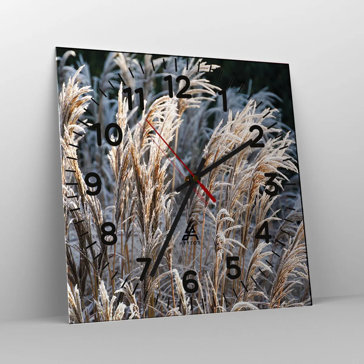 Wall clock - Clock on glass - Decorated with Frost - 30x30 cm