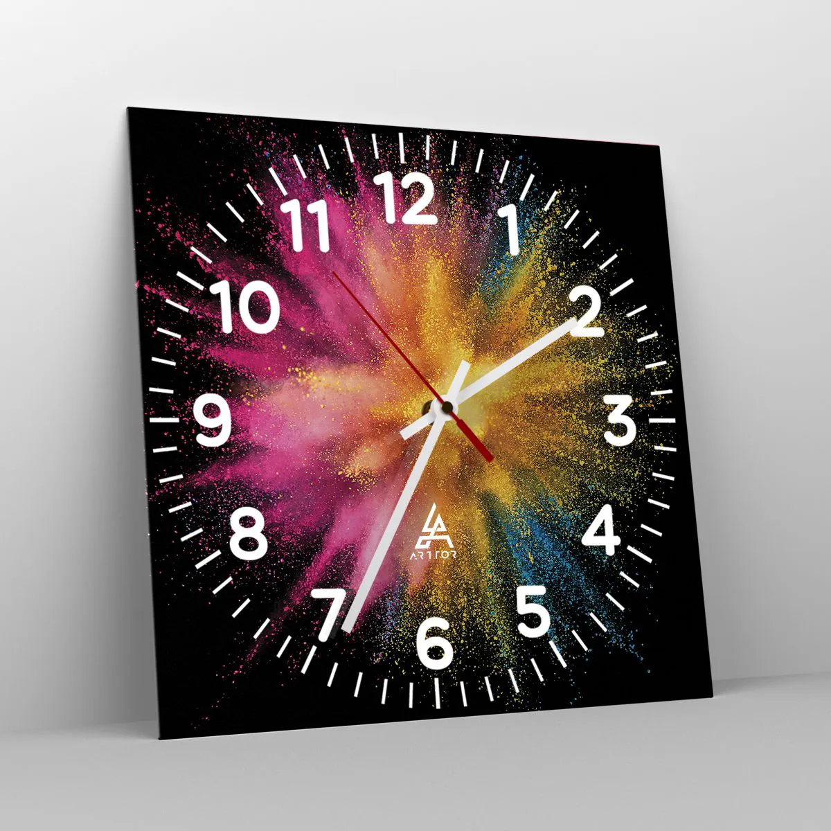Ceas de perete - Ceas pe sticlă - Nașterea culorii  - 30x30 cm