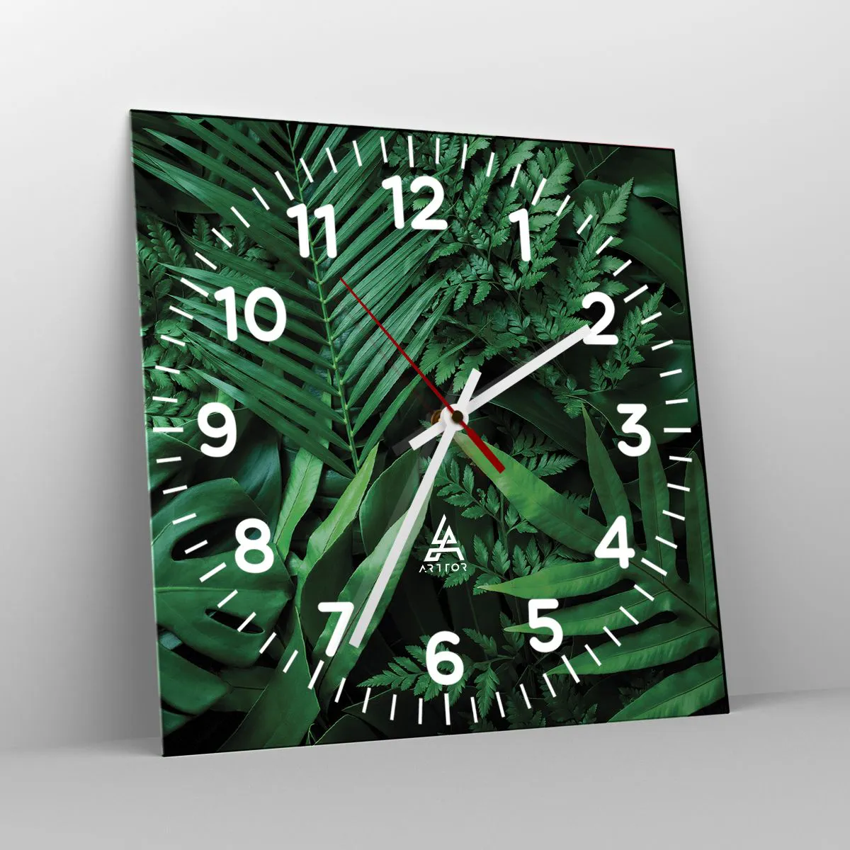 Ceas de perete - Ceas pe sticlă - Înfășurate în verde - 30x30 cm