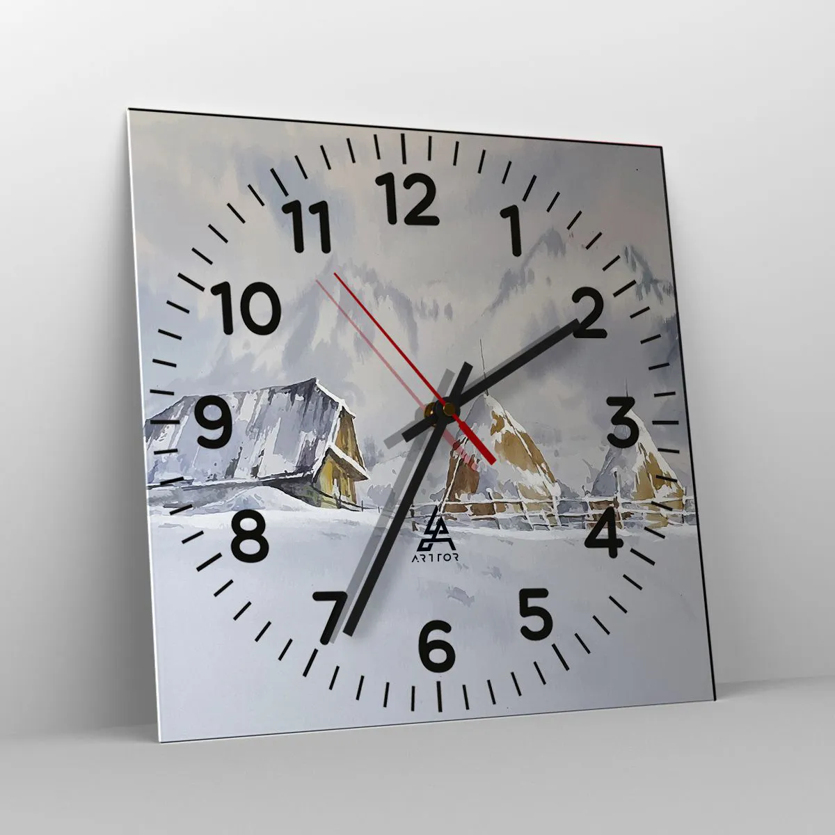 Nástenné hodiny - V zasneženom údolí - 30x30 cm