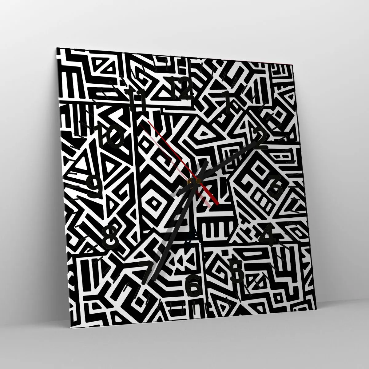 Ceas de perete - Ceas pe sticlă - Compoziție precolumbiană - 30x30 cm