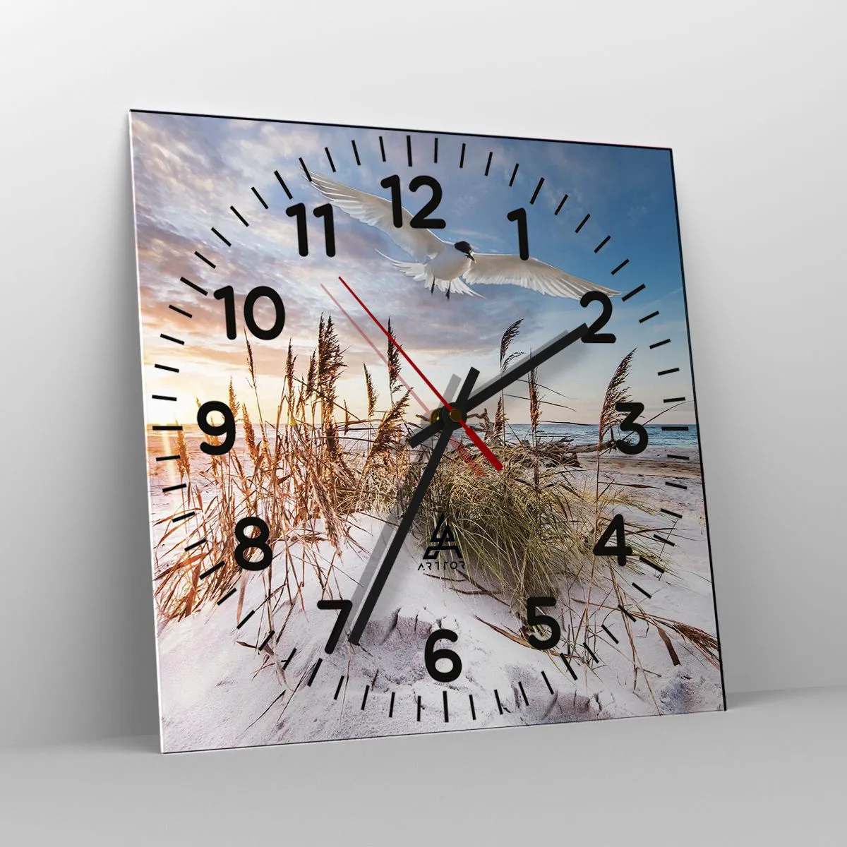 Relógio de parede - Relógio em vidro - Vento do mar - 30x30 cm