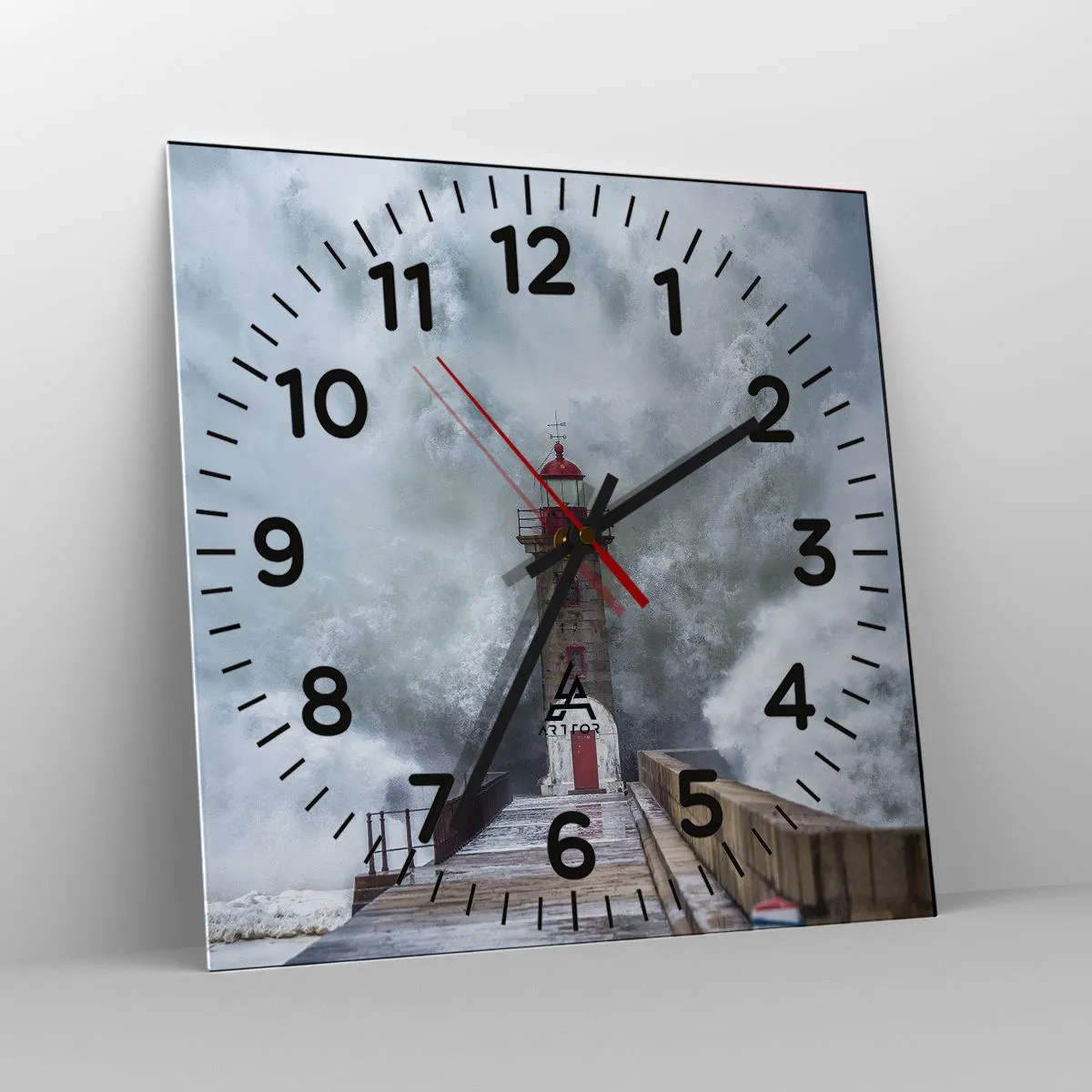 Ceas de perete - Ceas pe sticlă - Zgomotul apelor, sunetul vântului - 30x30 cm
