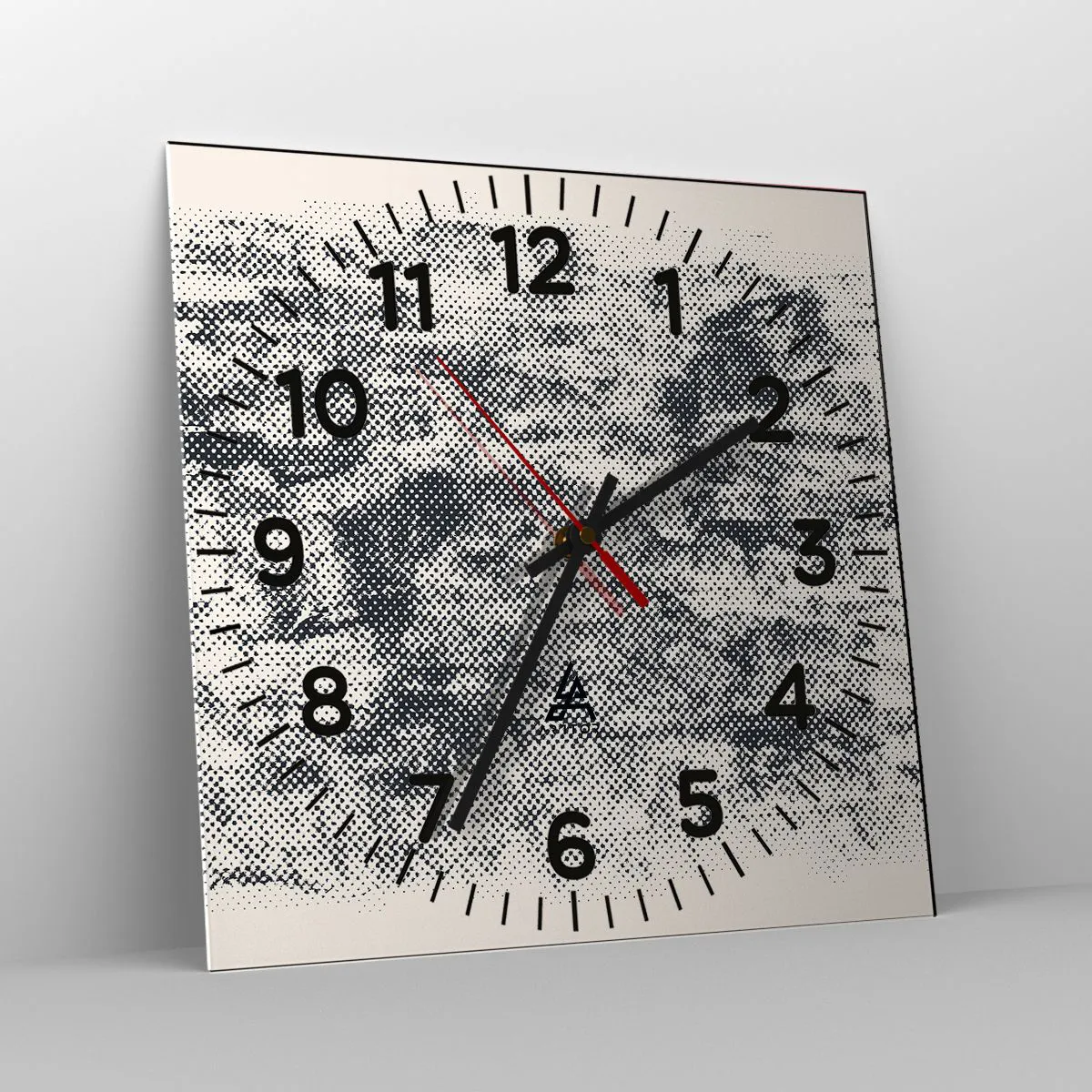 Väggklocka - Klocka på glas - Dimmig komposition - 30x30 cm