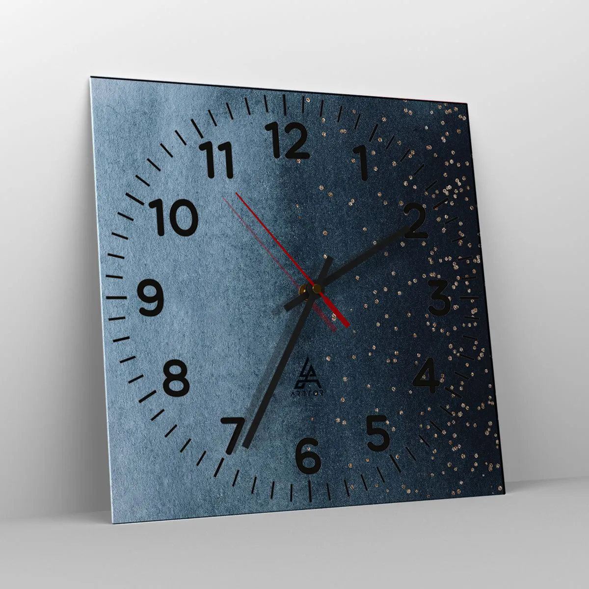 Ceas de perete - Ceas pe sticlă - Compoziție - faze albastre - 30x30 cm