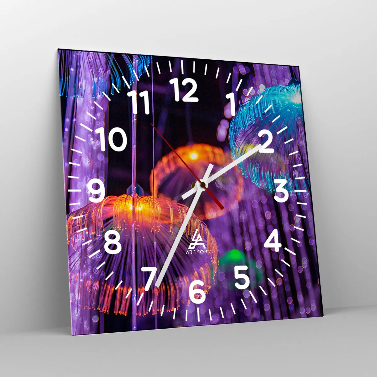 Horloge murale - Pendule murale - Fontaine lumineuse - 30x30 cm