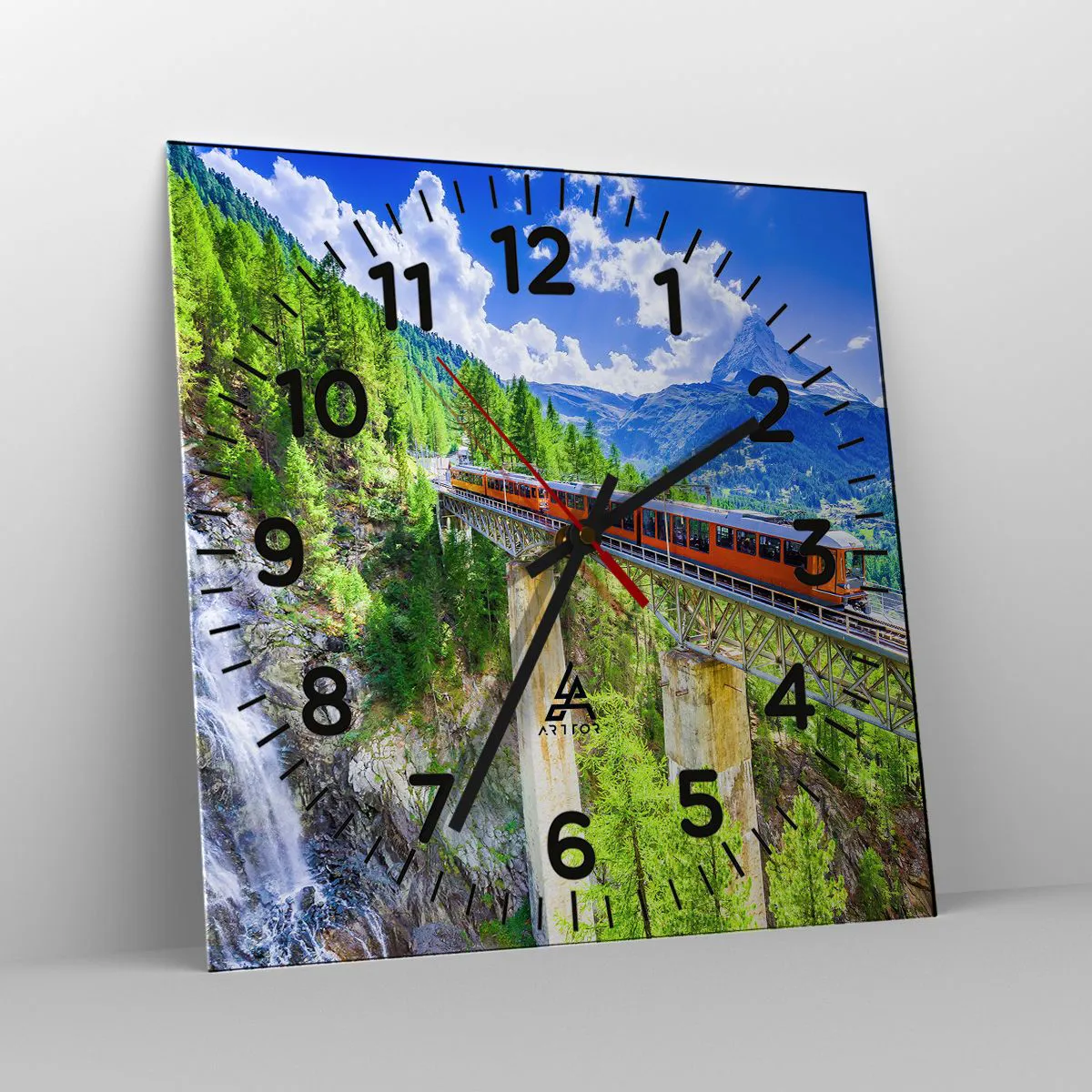 Nástěnné hodiny - Alpská železnice - 30x30 cm