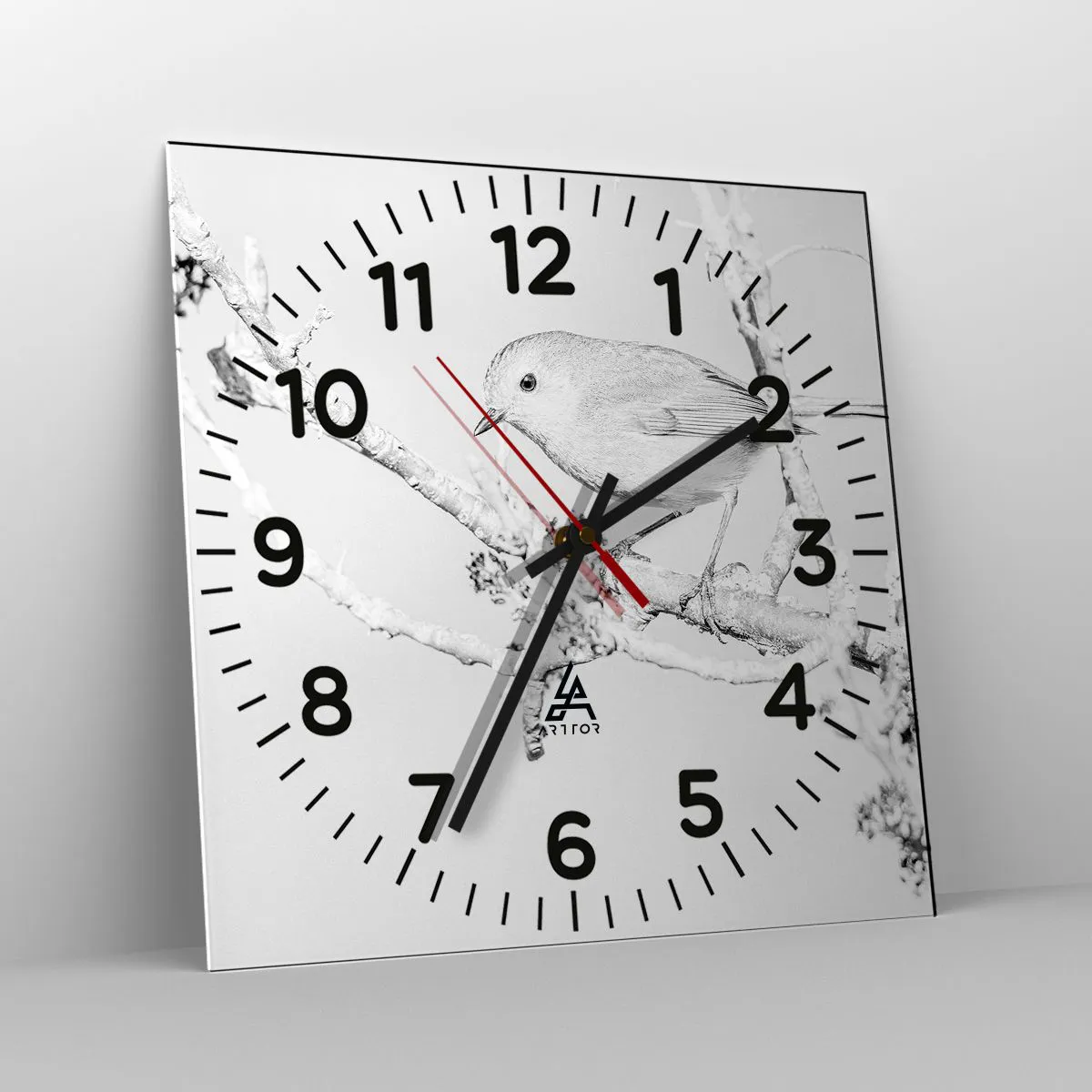 Ceas de perete - Ceas pe sticlă - Dimineață de iarnă - 30x30 cm