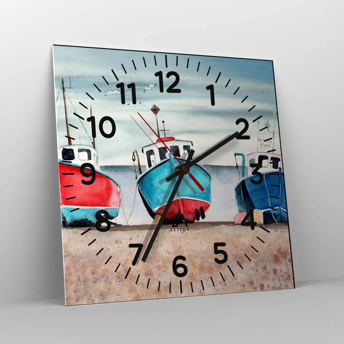 Zegar ścienny - Gotowe na połów - 30x30 cm