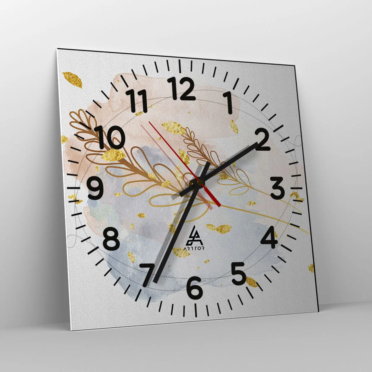 Reloj de pared - Reloj de vidrio - Ráfaga dorada - 30x30 cm