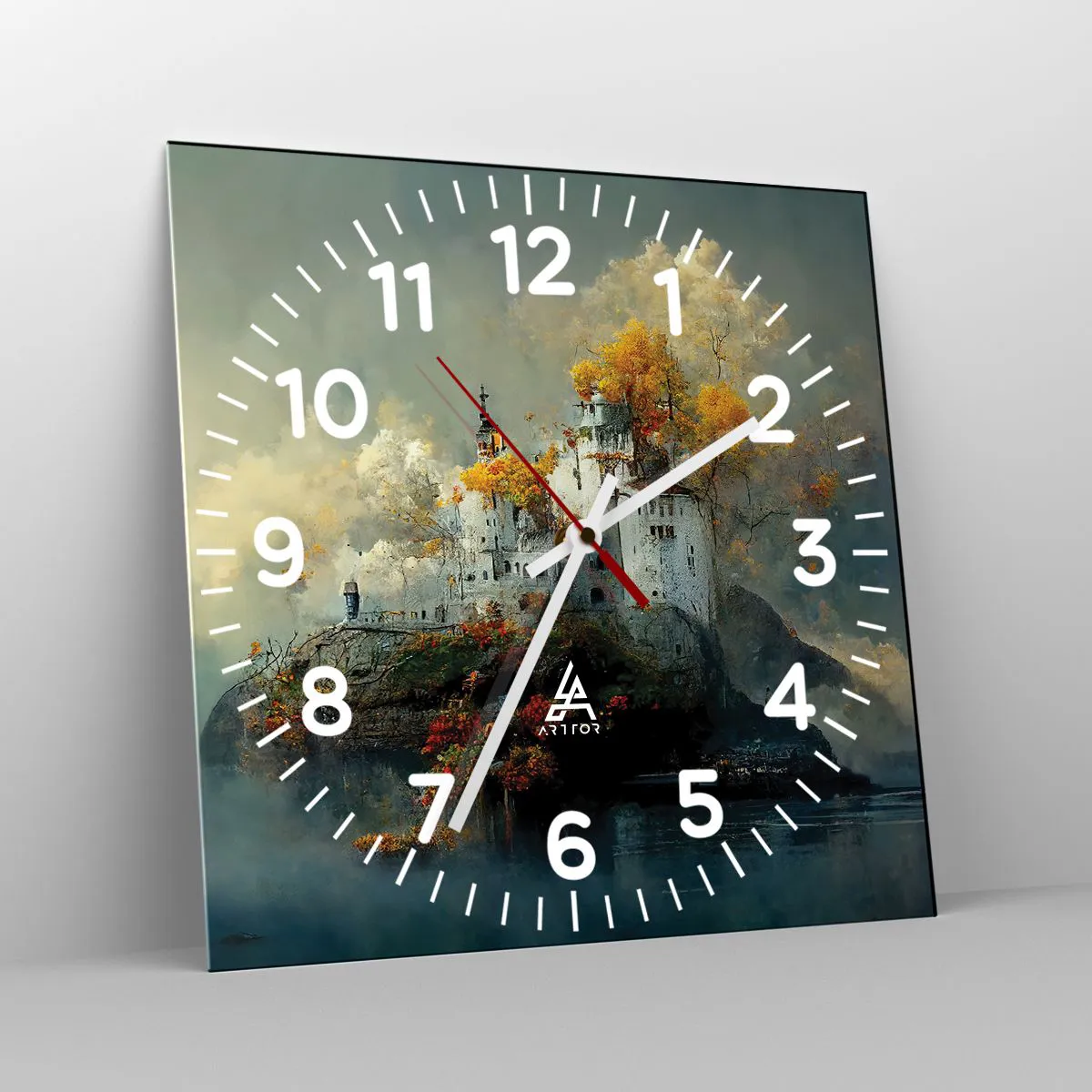 Wall clock - Clock on glass - Beginning of a Romantic Tale - 30x30 cm