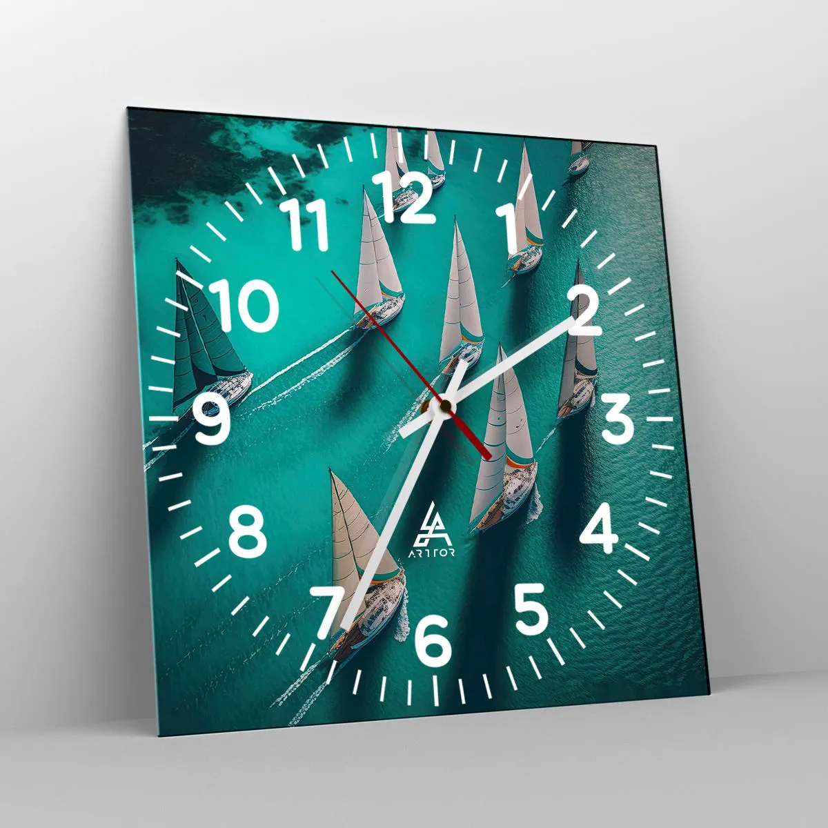 Relógio de parede - Relógio em vidro - Numa competição com o vento - 30x30 cm