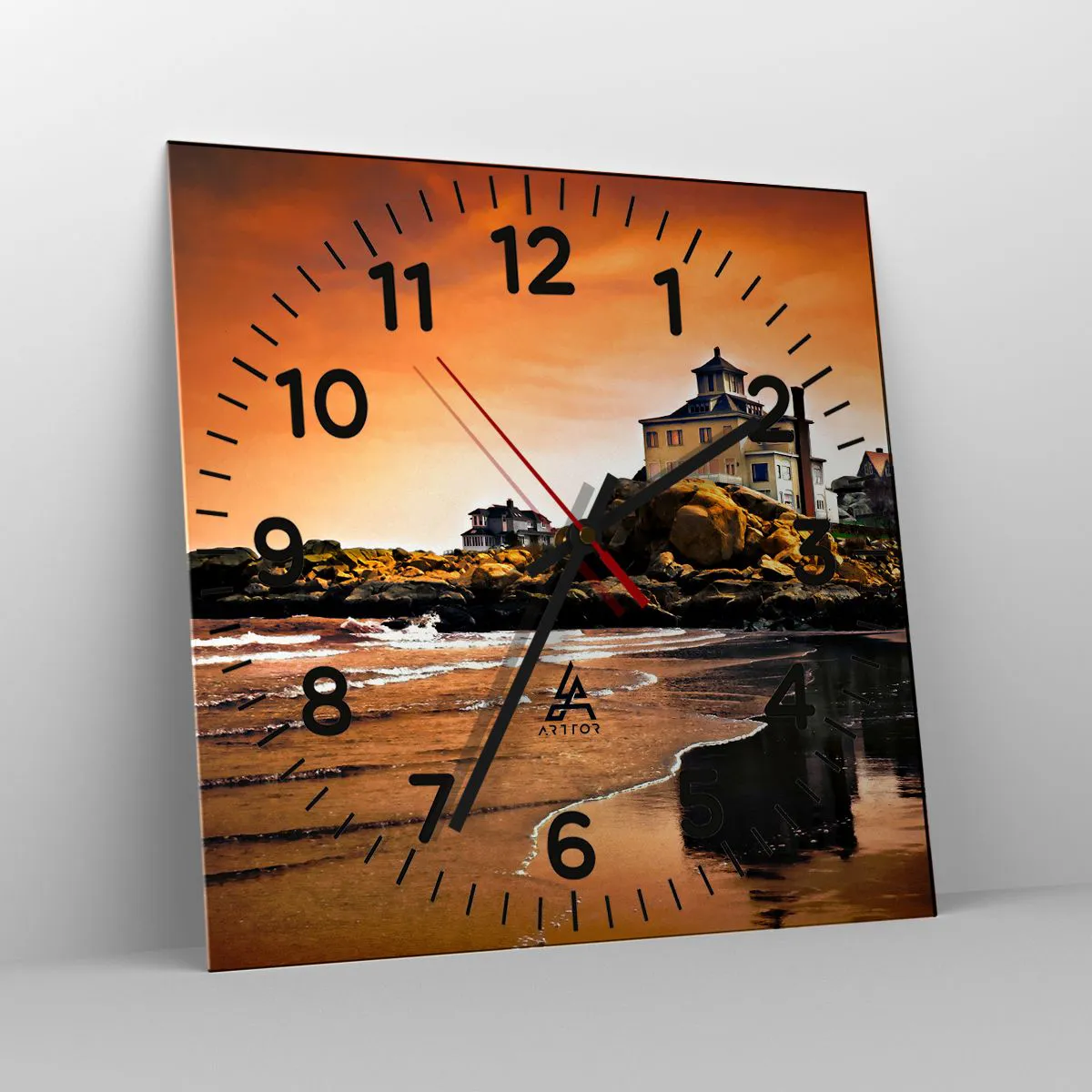 Wall clock - Clock on glass - Elegance of a West Coast - 40x40 cm