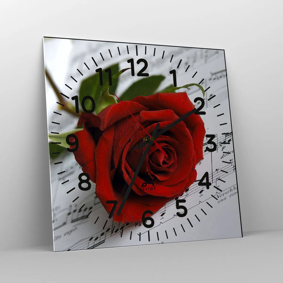 Wanduhr - Glasuhr - Musik der Gefühle in Scharlach - 40x40 cm