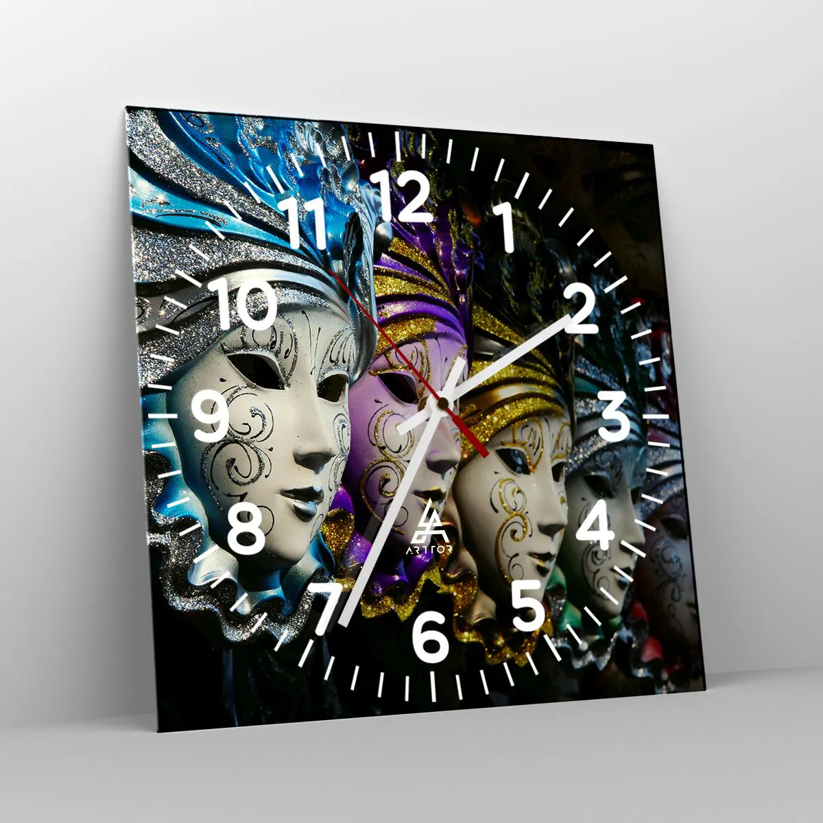 Ceas de perete - Ceas pe sticlă - Mister în aur și argint - 40x40 cm