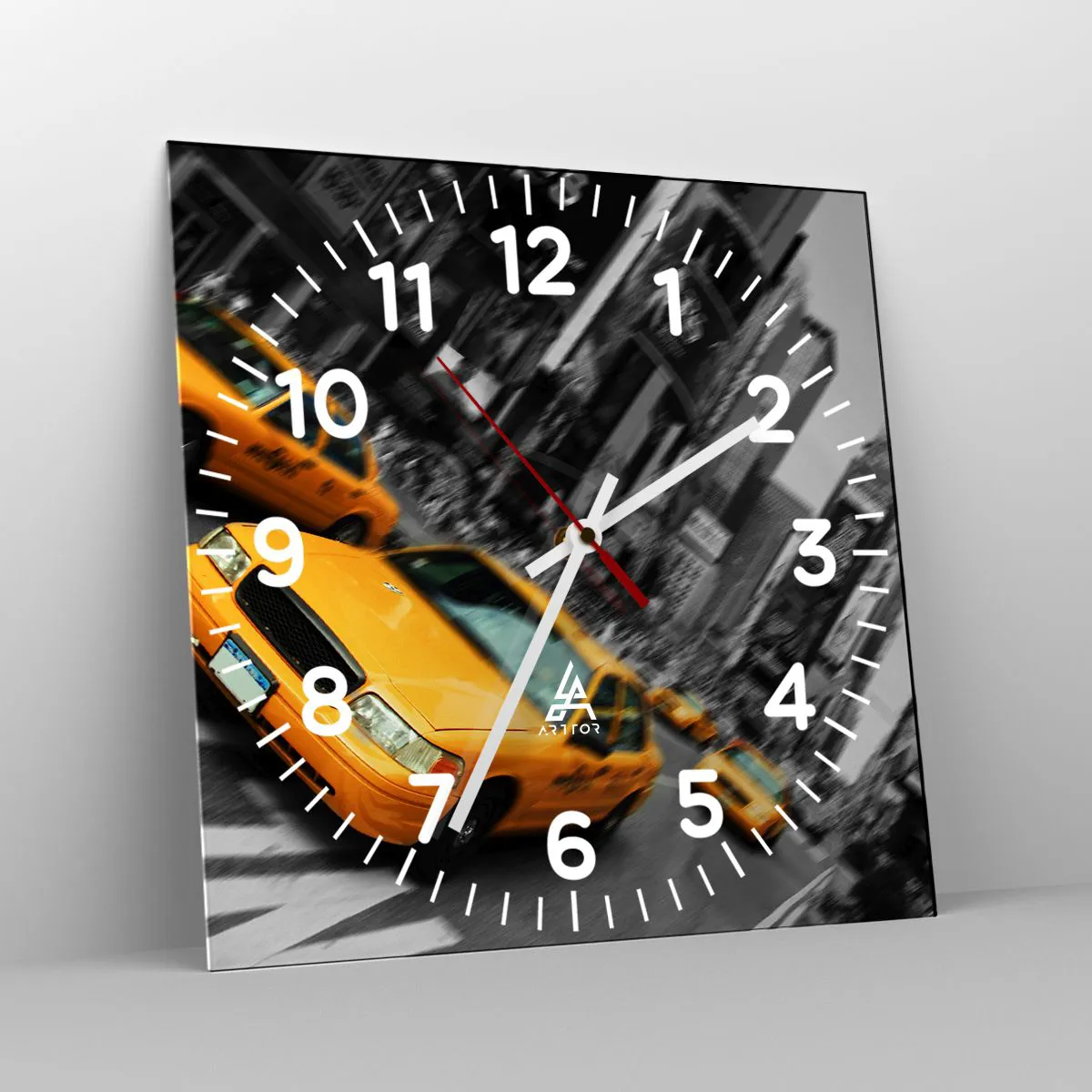 Ceas de perete - Ceas pe sticlă - Picături de soare la New York - 40x40 cm