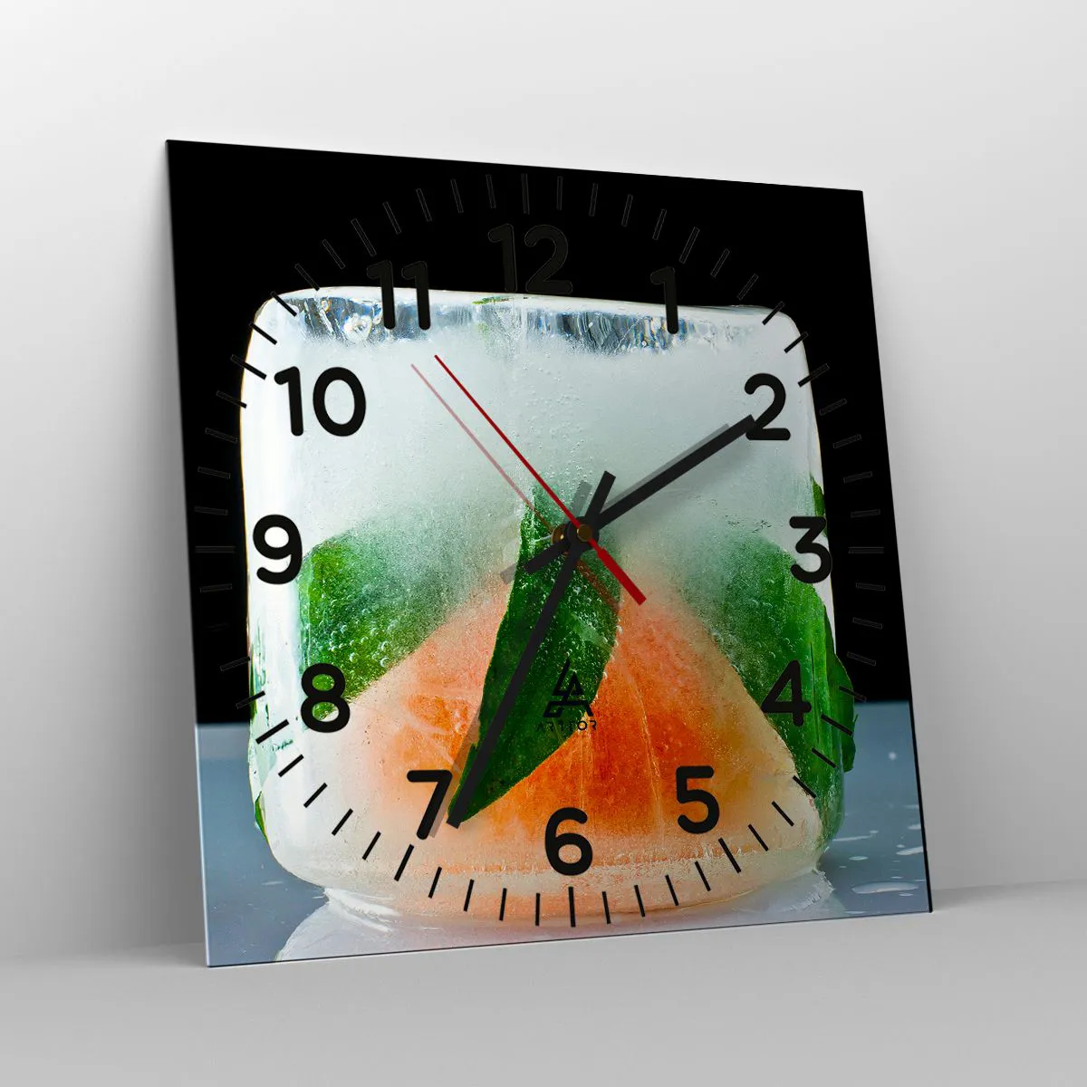 Relógio de parede - Relógio em vidro - Frescor e refresco - 40x40 cm