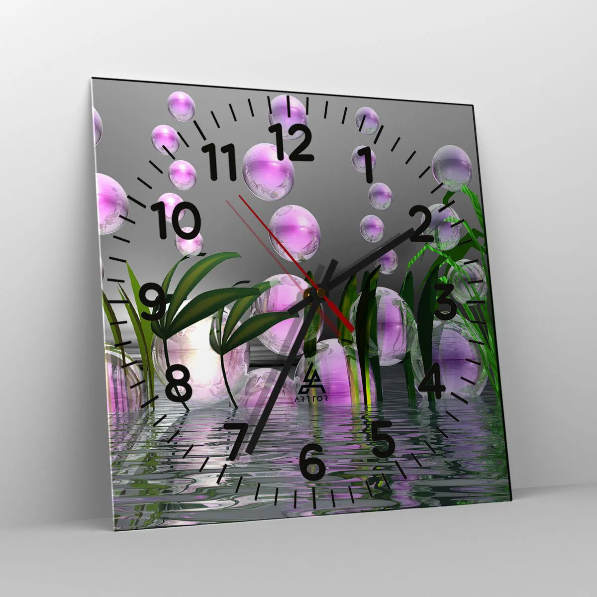 Nástěnné hodiny - Reflexní kompozice lehkosti a života - 40x40 cm