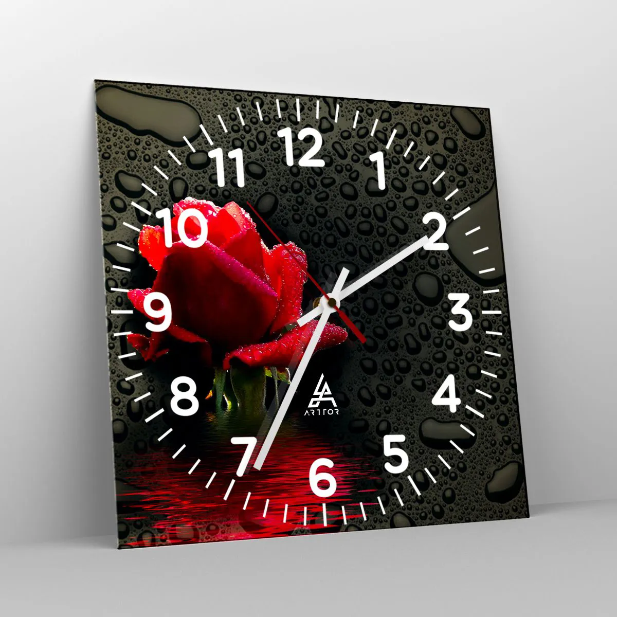 Vægur, Uret - Rød og sort - 40x40 cm