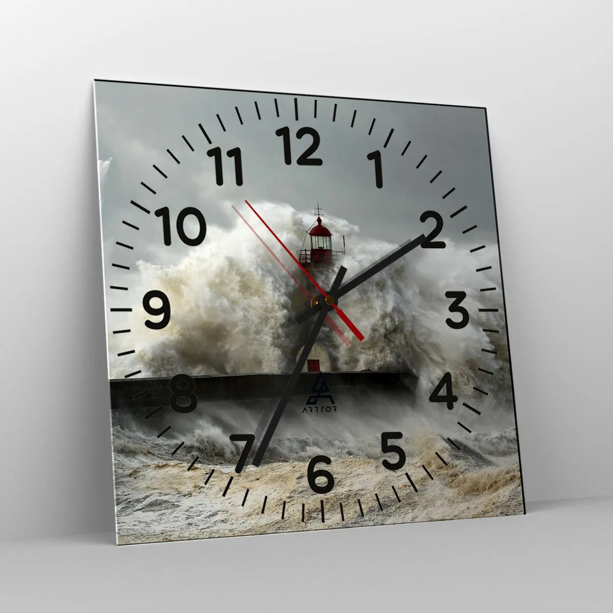 Wanduhr - Glasuhr - Die Wut des Ozeans - 40x40 cm