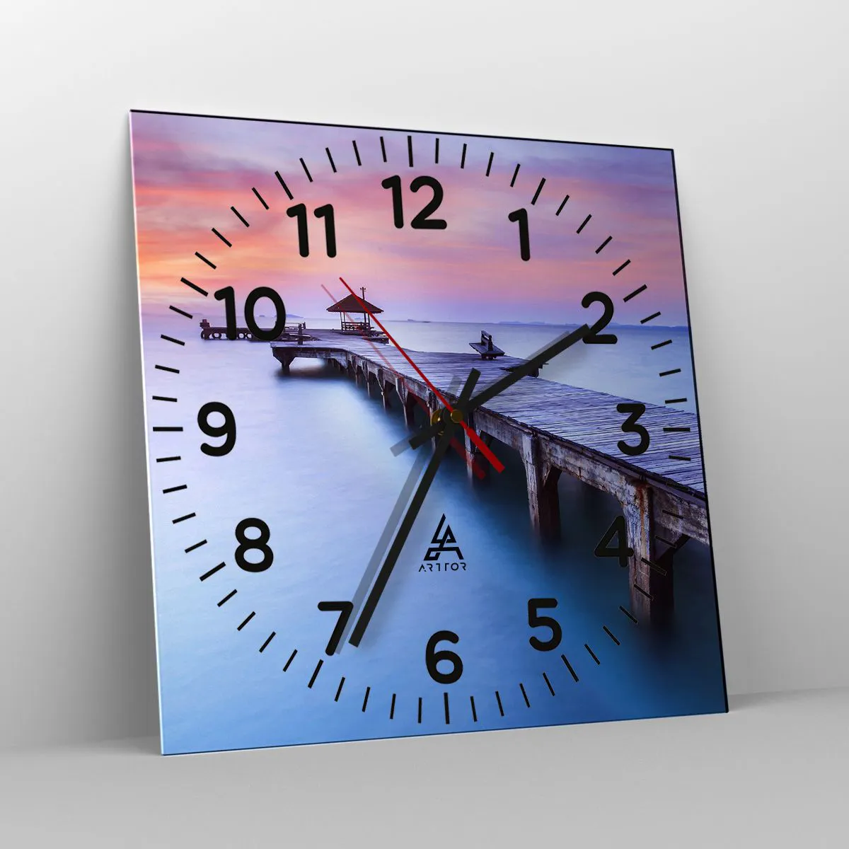 Ceas de perete - Ceas pe sticlă - Mare de liniște până la orizont - 40x40 cm