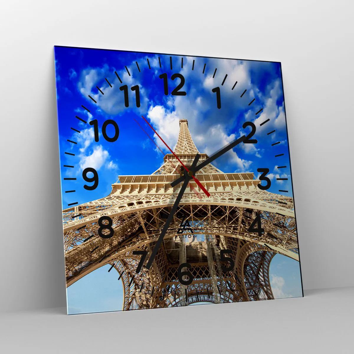 Ceas de perete - Ceas pe sticlă - Atingând cerul și norii - 40x40 cm