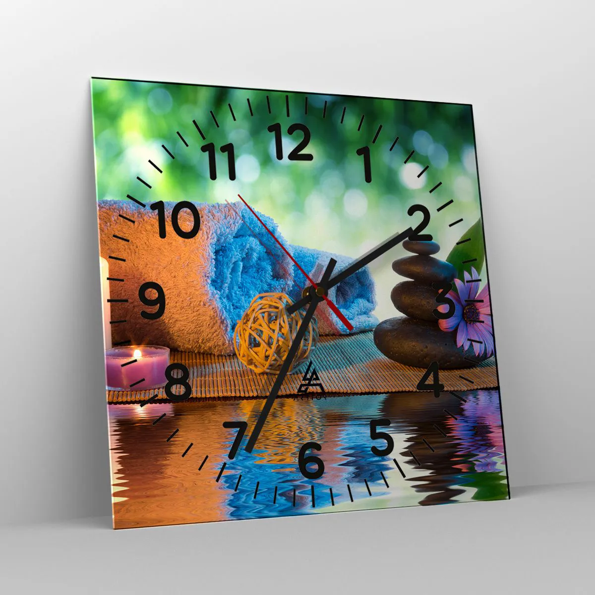 Ceas de perete - Ceas pe sticlă - Timp pentru corp - 40x40 cm