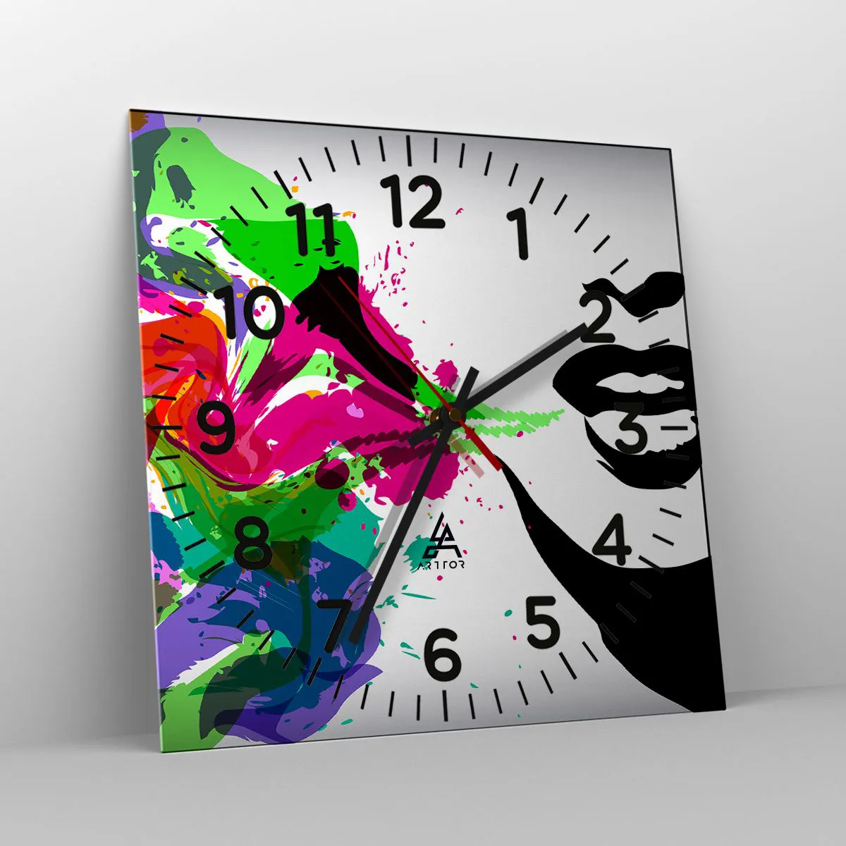 Wanduhr - Glasuhr - Eine Geschichte in den Farben des Regenbogens - 40x40 cm