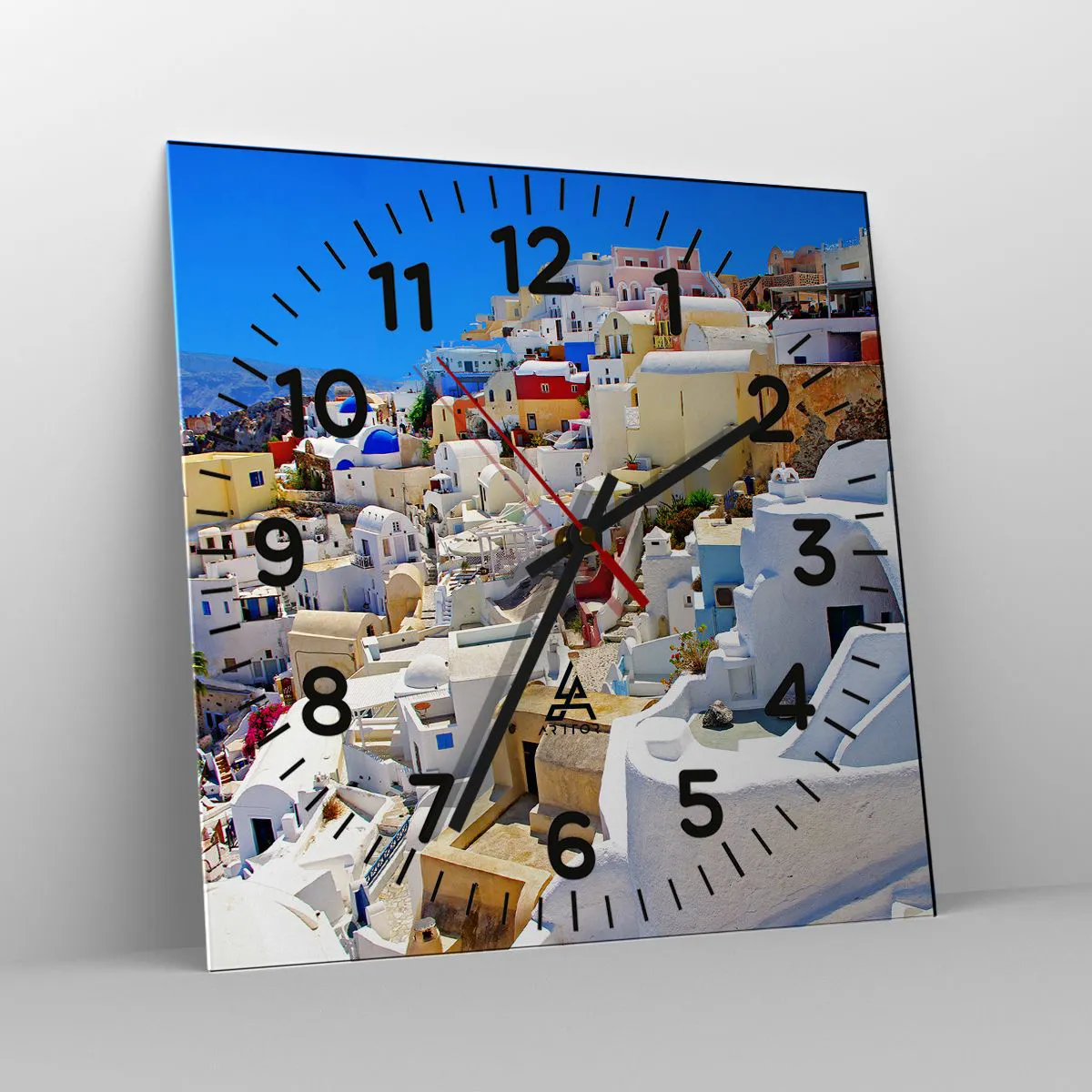 Wanduhr - Glasuhr - Der Traum vom griechischen Sommer - 40x40 cm