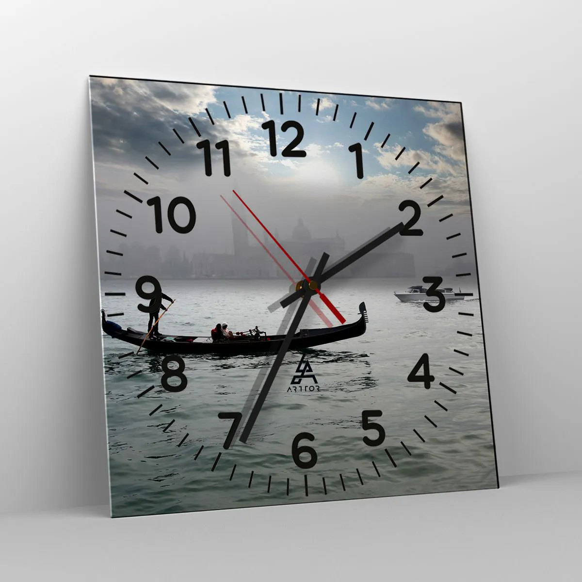 Wall clock - Clock on glass - Fairytale City from Water and Fog - 40x40 cm