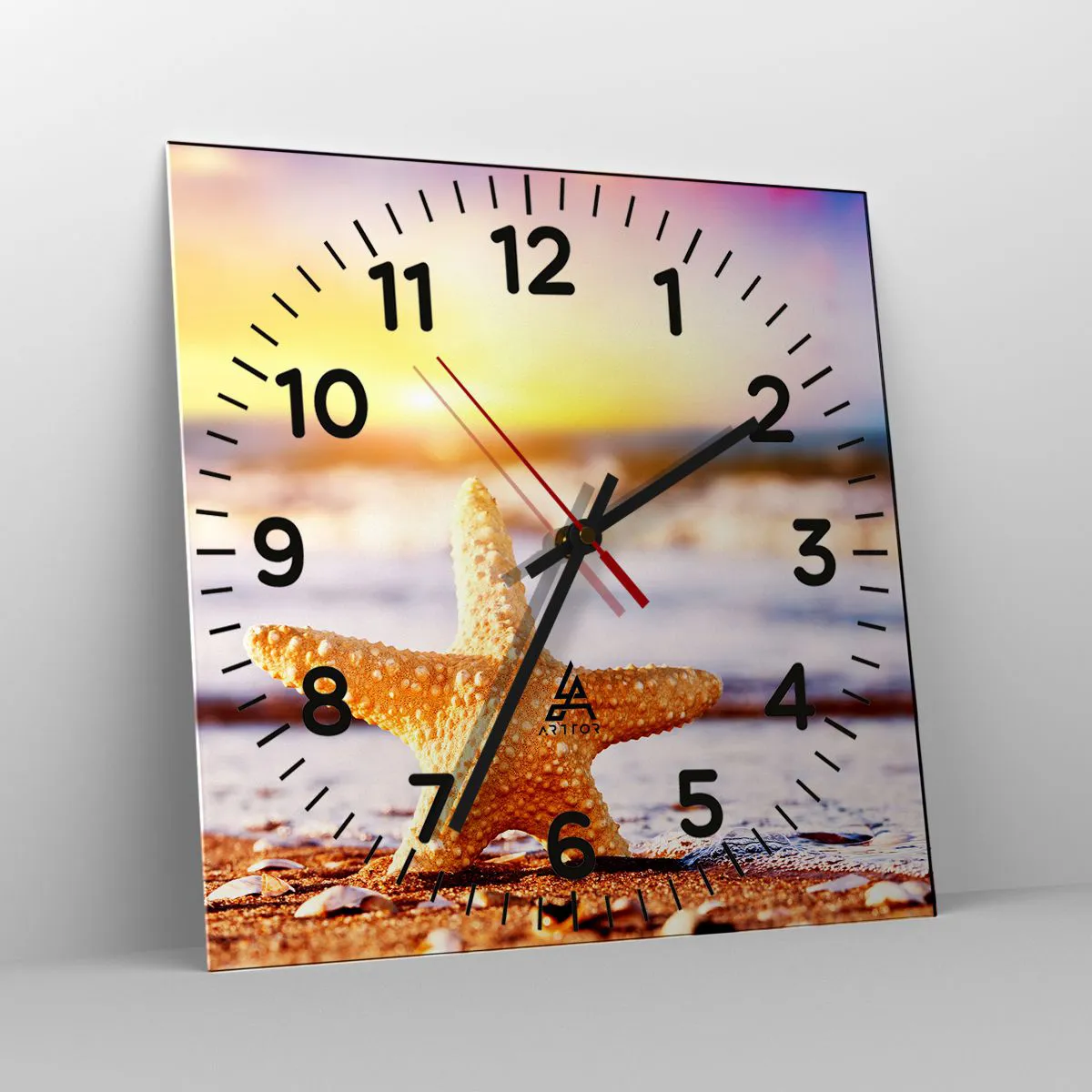 Väggklocka - Klocka på glas - Havsgåva - 40x40 cm