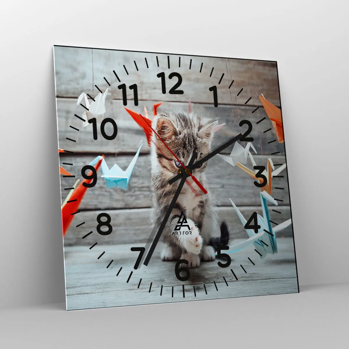 Väggklocka - Klocka på glas - Första lektionen - 40x40 cm