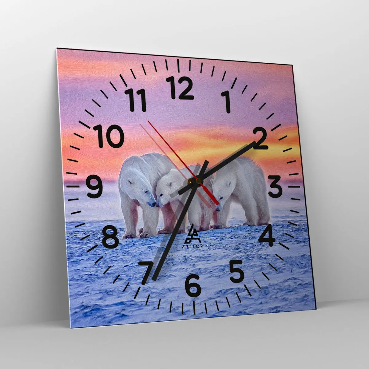 Wanduhr - Glasuhr - Familienwärme ist genug - 40x40 cm