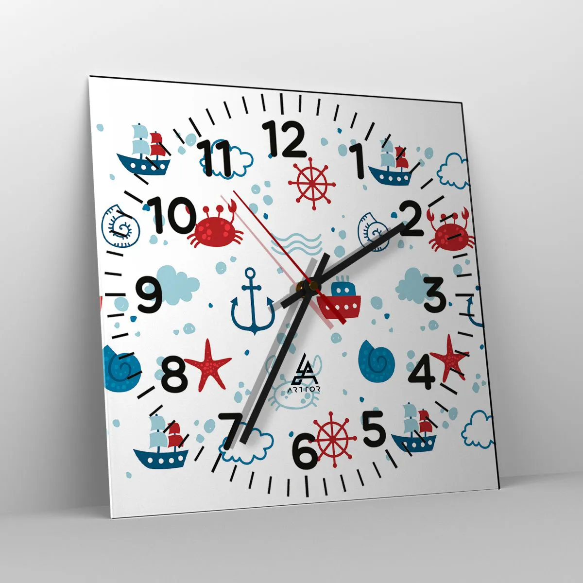 Relógio de parede - Relógio em vidro - Conto de fadas do mar - 40x40 cm