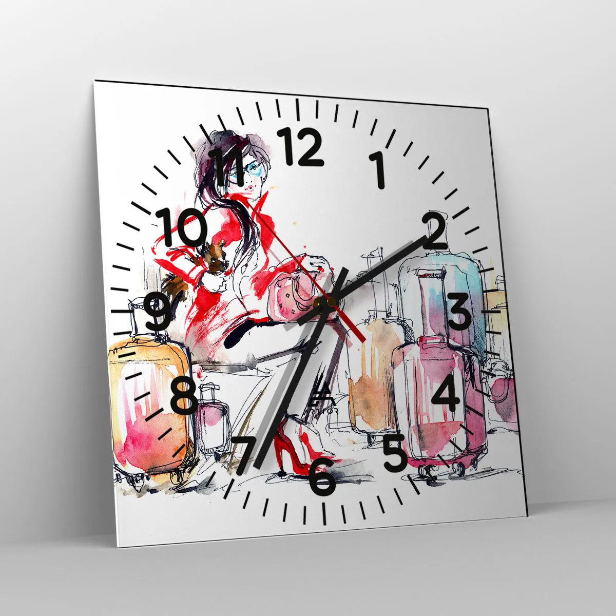 Wanduhr - Glasuhr - Setzen wir uns vor der Reise hin - 40x40 cm