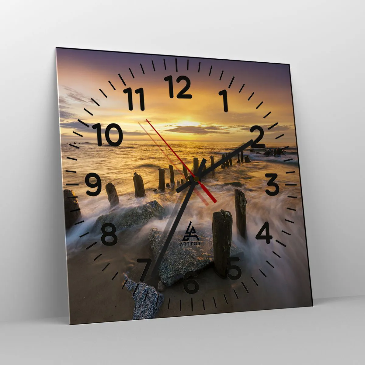 Relógio de parede - Relógio em vidro - A beleza crua do Mar Báltico - 40x40 cm