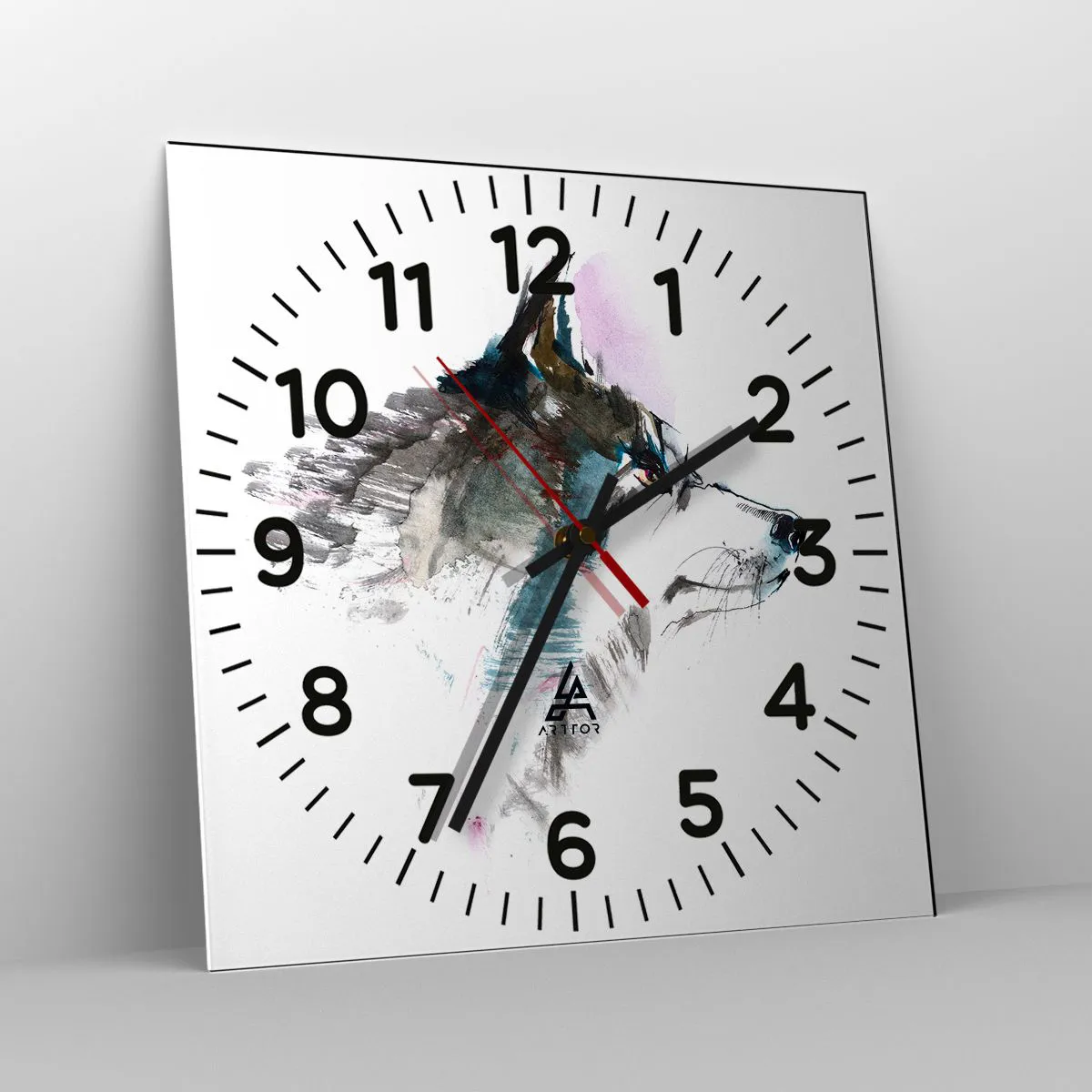 Wall clock - Clock on glass - Here Comes a Wolf - 40x40 cm