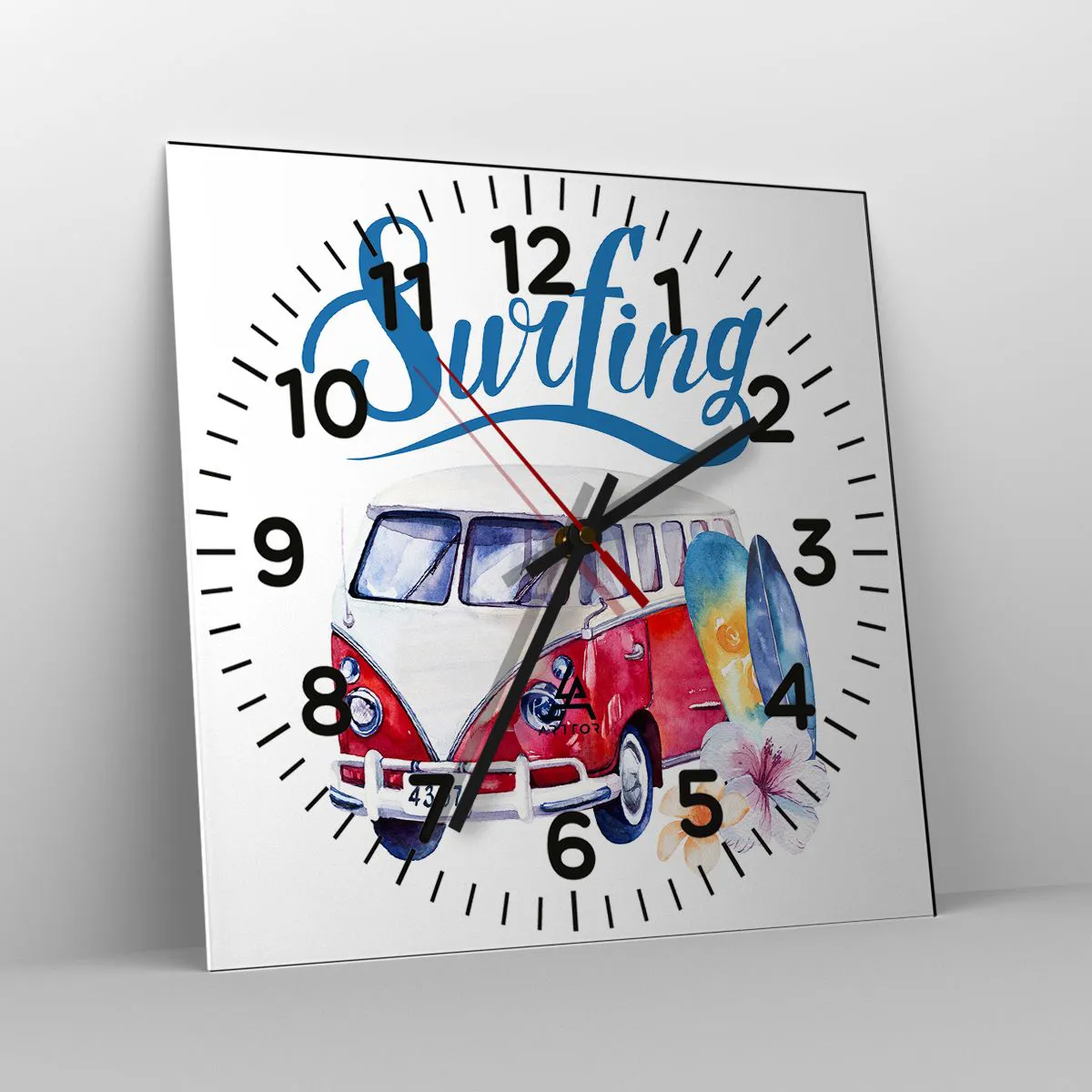 Zegar ścienny - Ogórek - klasyk dla surfera - 40x40 cm
