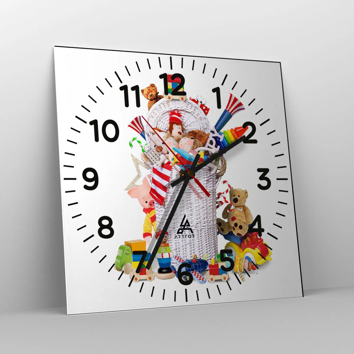 Ceas de perete - Ceas pe sticlă - Comorile micuțului - 40x40 cm