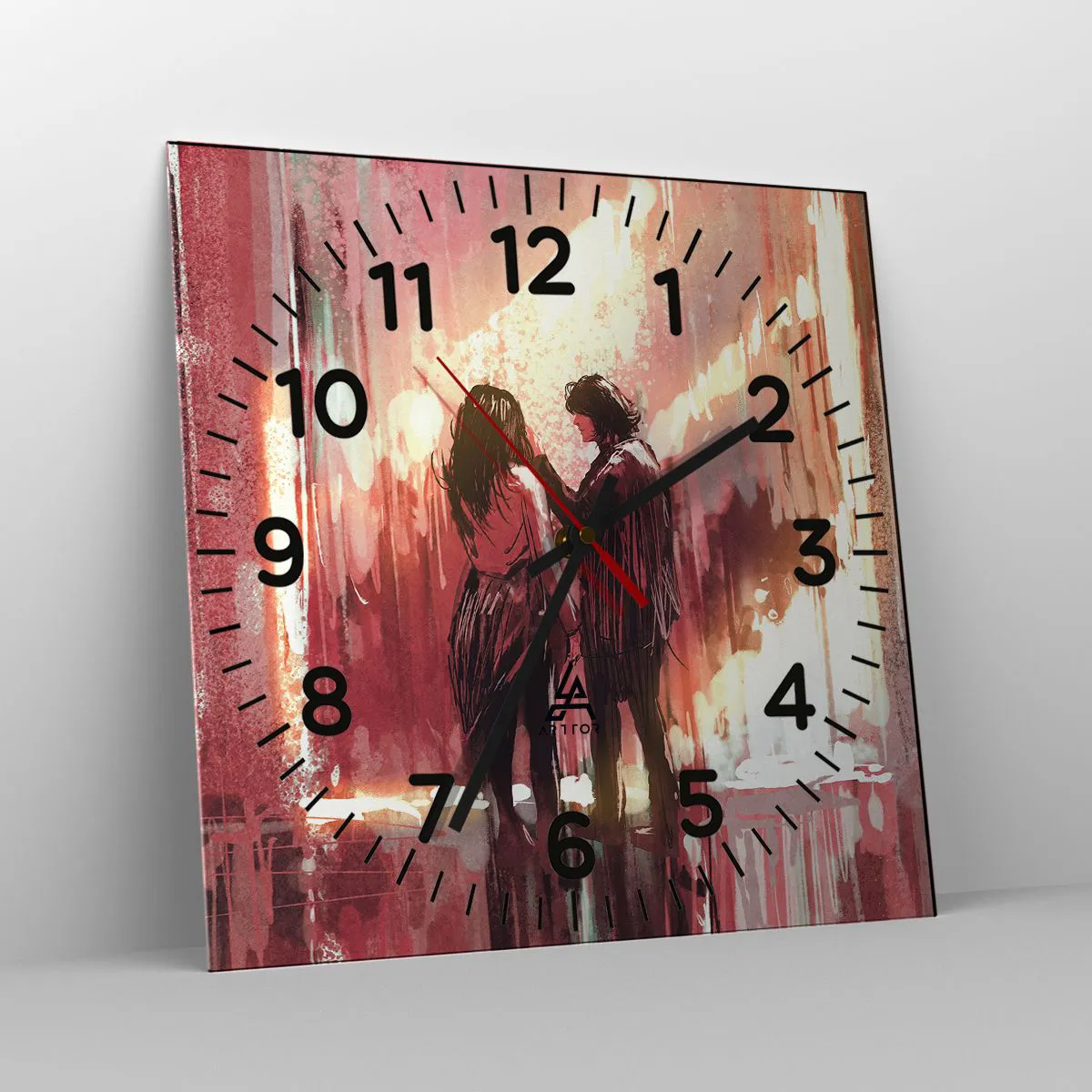 Ceas de perete - Ceas pe sticlă - Spectacolul etern al iubirii - 40x40 cm