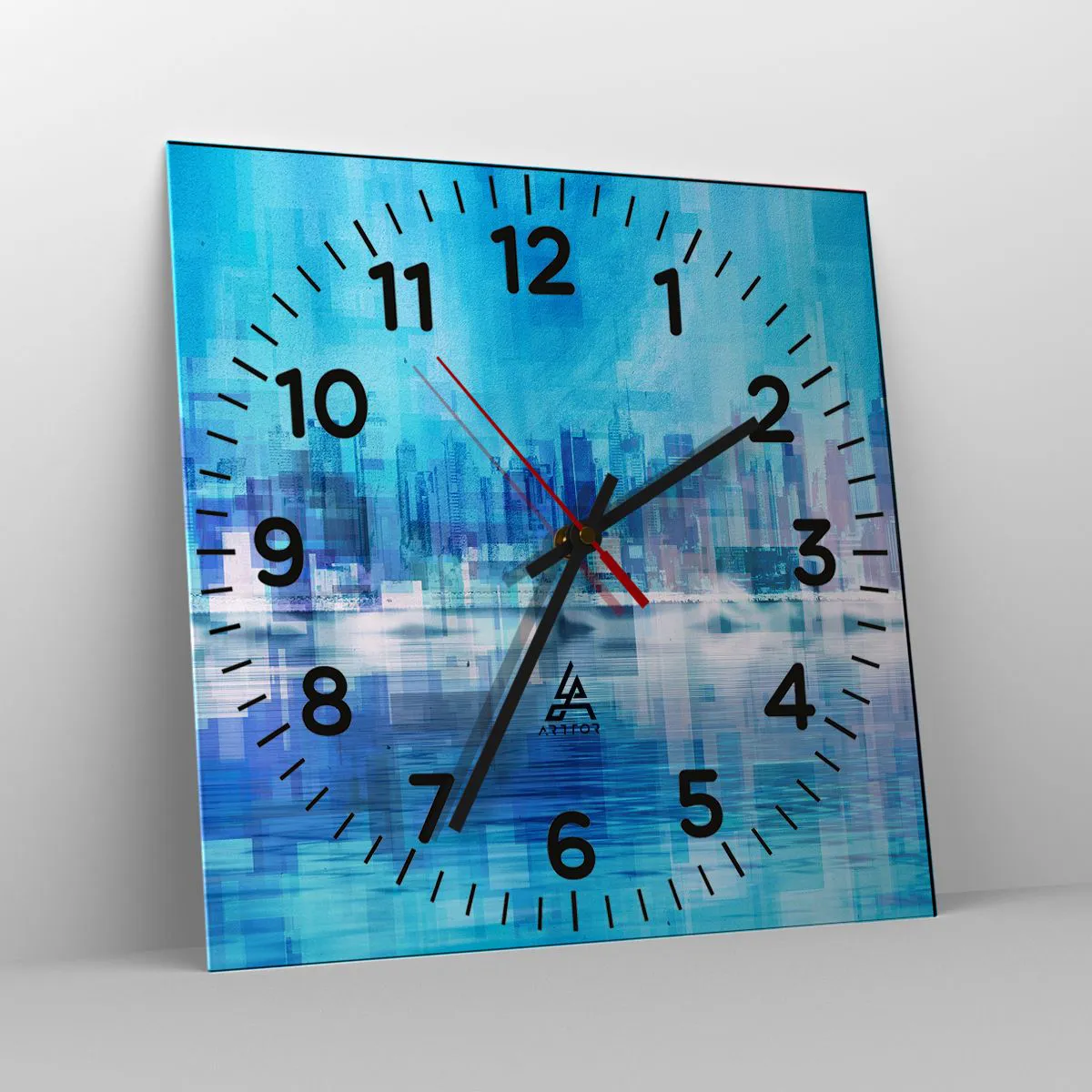 Wanduhr - Glasuhr - In Blau ertrunken - 40x40 cm